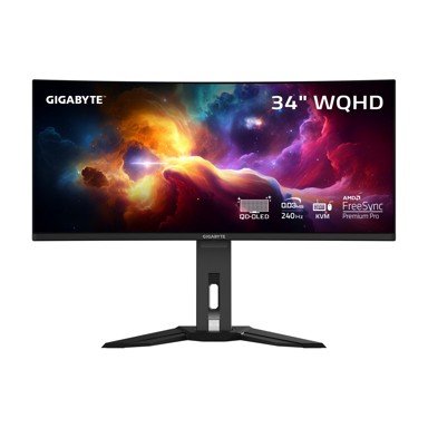 GIGABYTE Monitor MO34WQC2, 86,4 cm (34"), zakrivljen, 240Hz, FreeSync Premium Pro, OLED - DP, 2xHDMI, USB